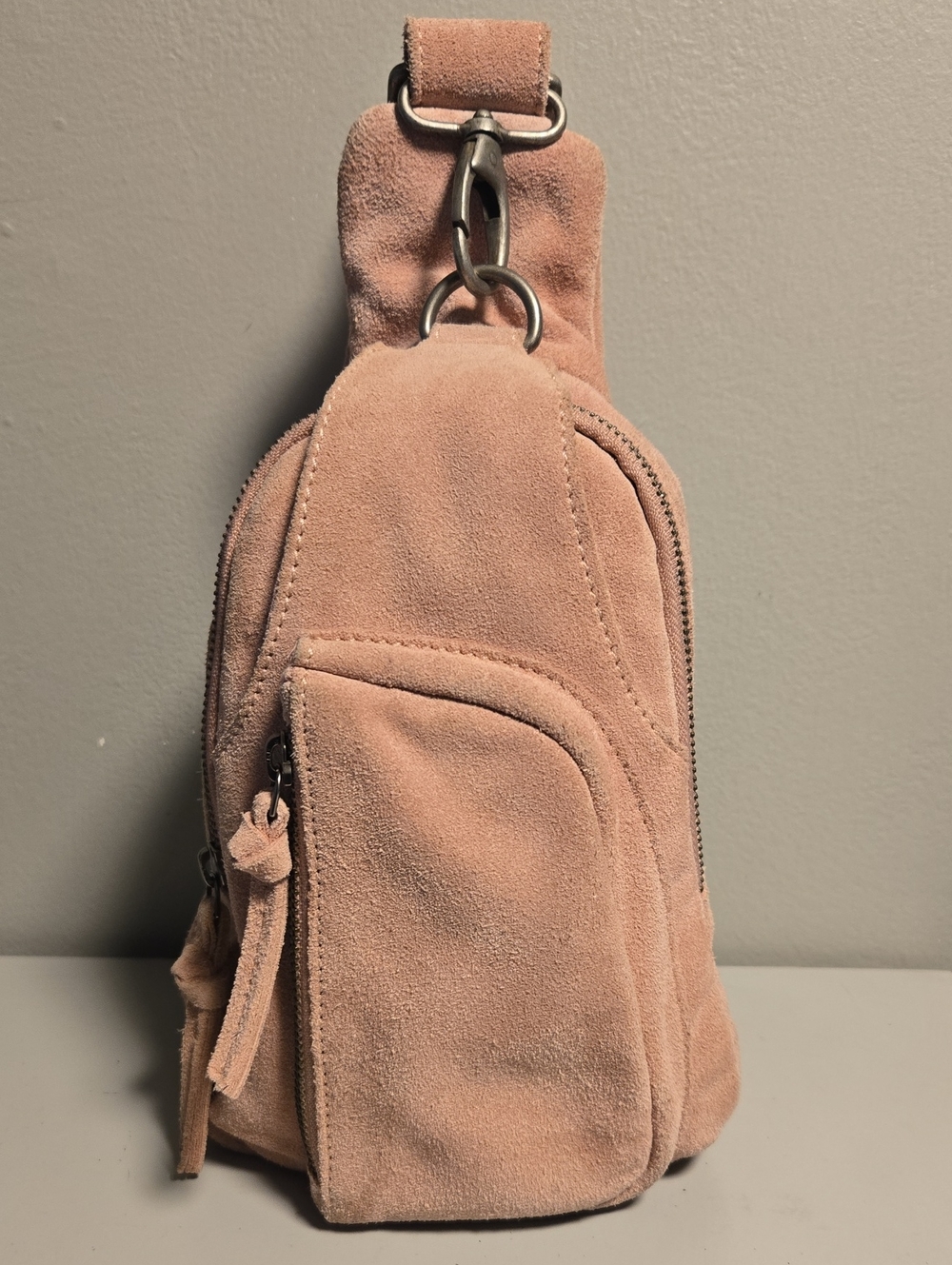 Free People Suede Sling/Crossbody Blush Pink